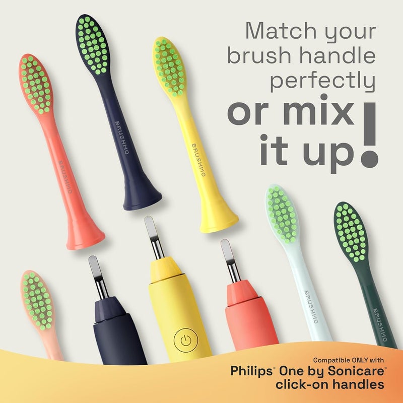 Brushmo Replacement Toothbrush Heads, Compatible with Philips One for Sonicare Electric Toothbrush Handles HY1022, 4 Standard Heads with Tongue Cleaner, Soft Dupont Bristles, BM124m, Snow White - Image 2